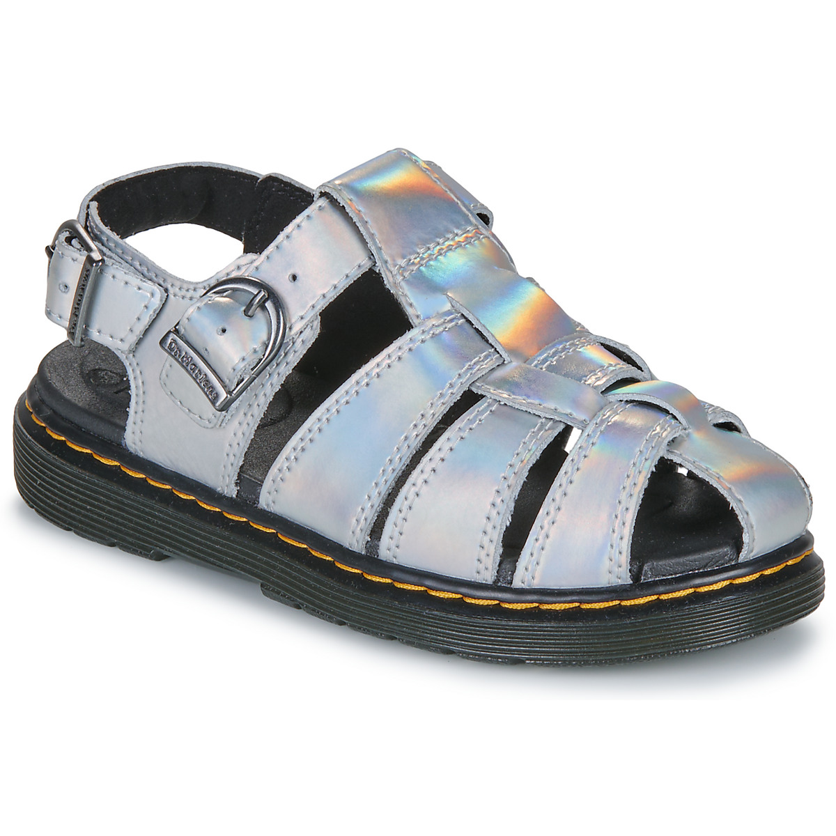 Platte sandalen Dr. Martens Caarys J Silver Lazer Reflective Metallic