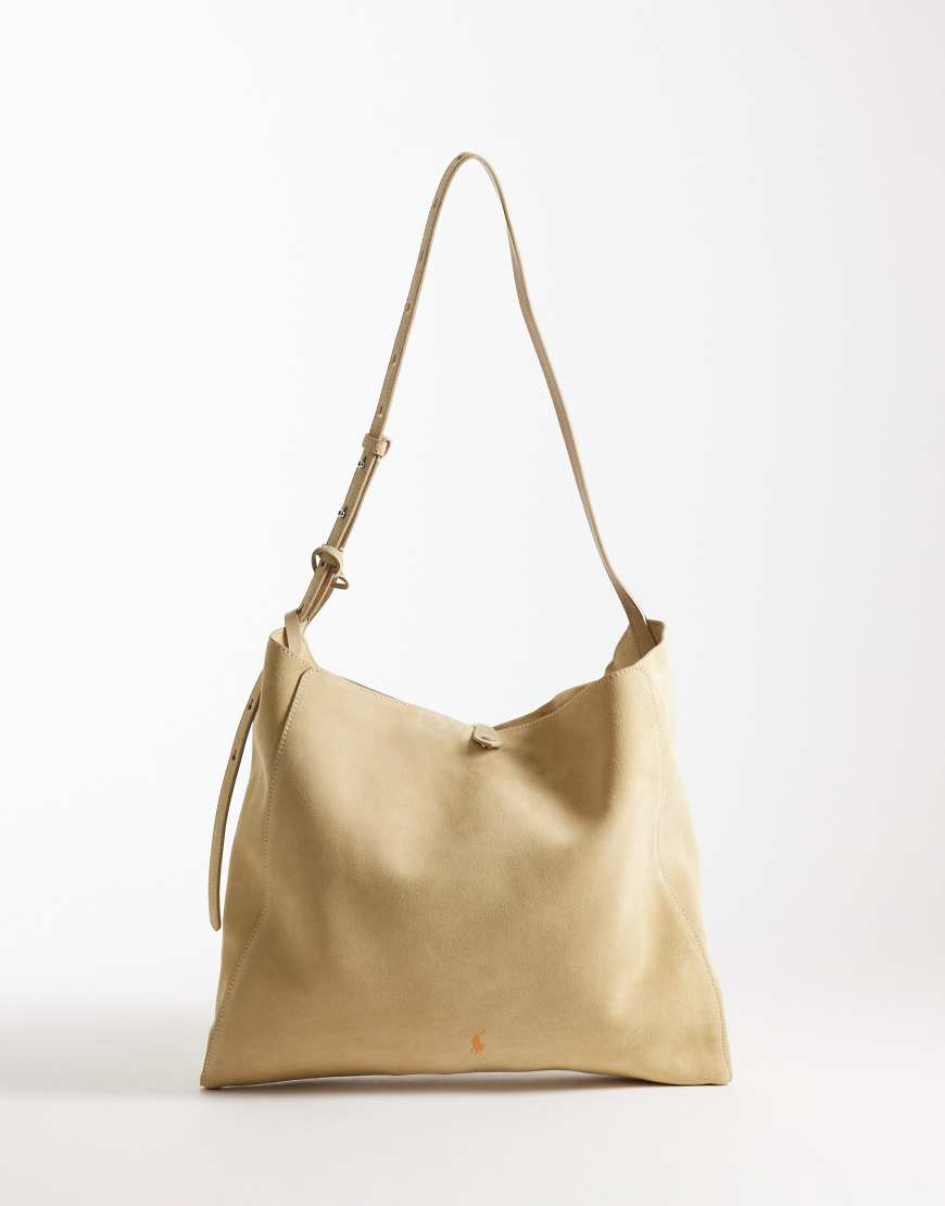 Polo Ralph Lauren - Kuriertasche aus 100% Wildleder in Ecru-Blonde