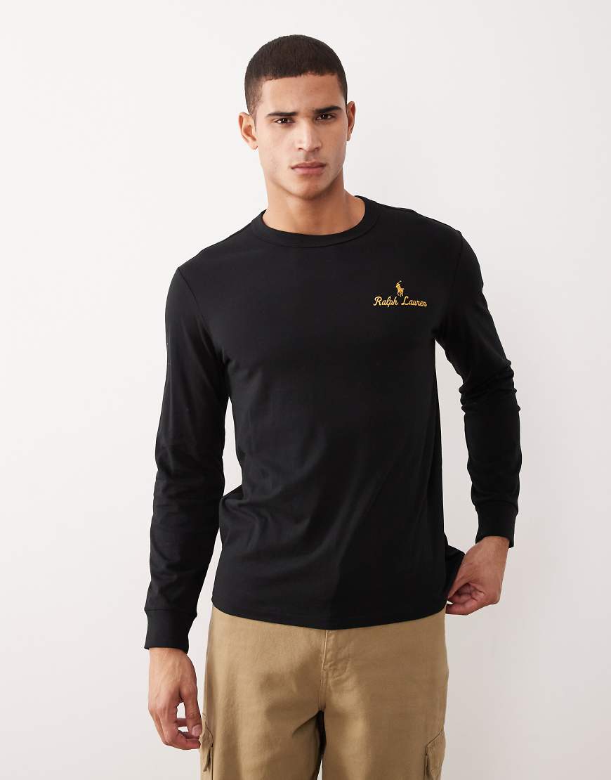 Polo Ralph Lauren - Langärmliges Shirt in Polo-Schwarz mit Logo-Schriftzug