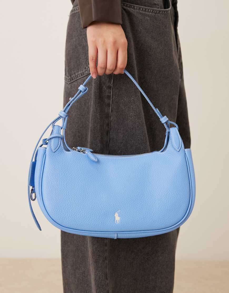 Polo Ralph Lauren - Schultertasche aus 100% Leder in Hellblau