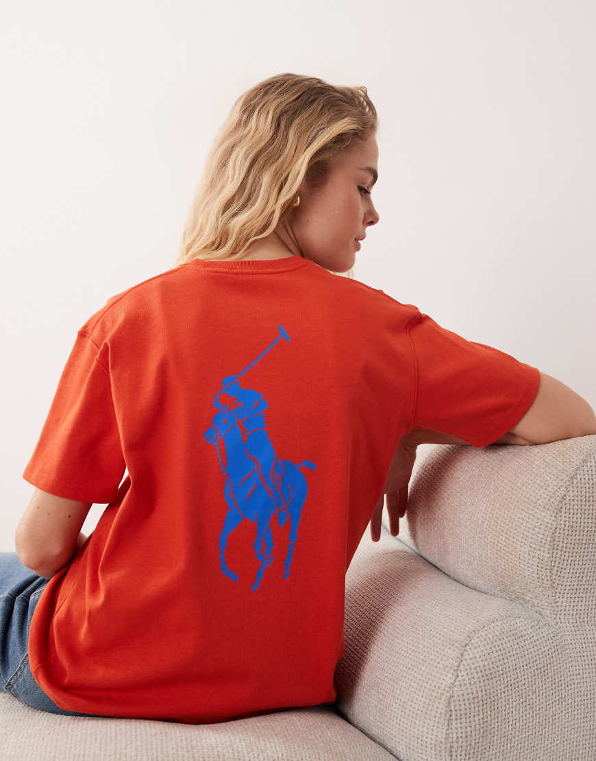 Polo Ralph Lauren - Schweres T-Shirt in Orange mit Markenlogo und großem Rückenprint