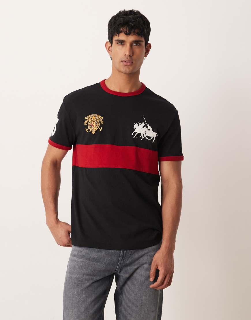 Polo Ralph Lauren - Schweres T-Shirt in Schwarz mit Polospielerstreifen auf der Brust