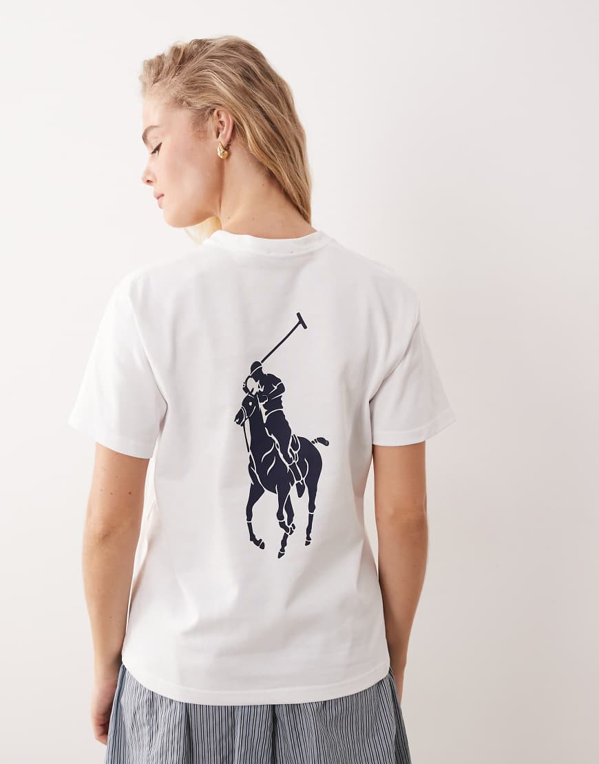 Polo Ralph Lauren - Schweres T-Shirt in Weiß mit großem Markenlogo und Rückenprint