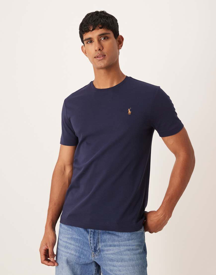 Polo Ralph Lauren - T-Shirt aus Pima-Baumwolle mit Logo in Marineblau