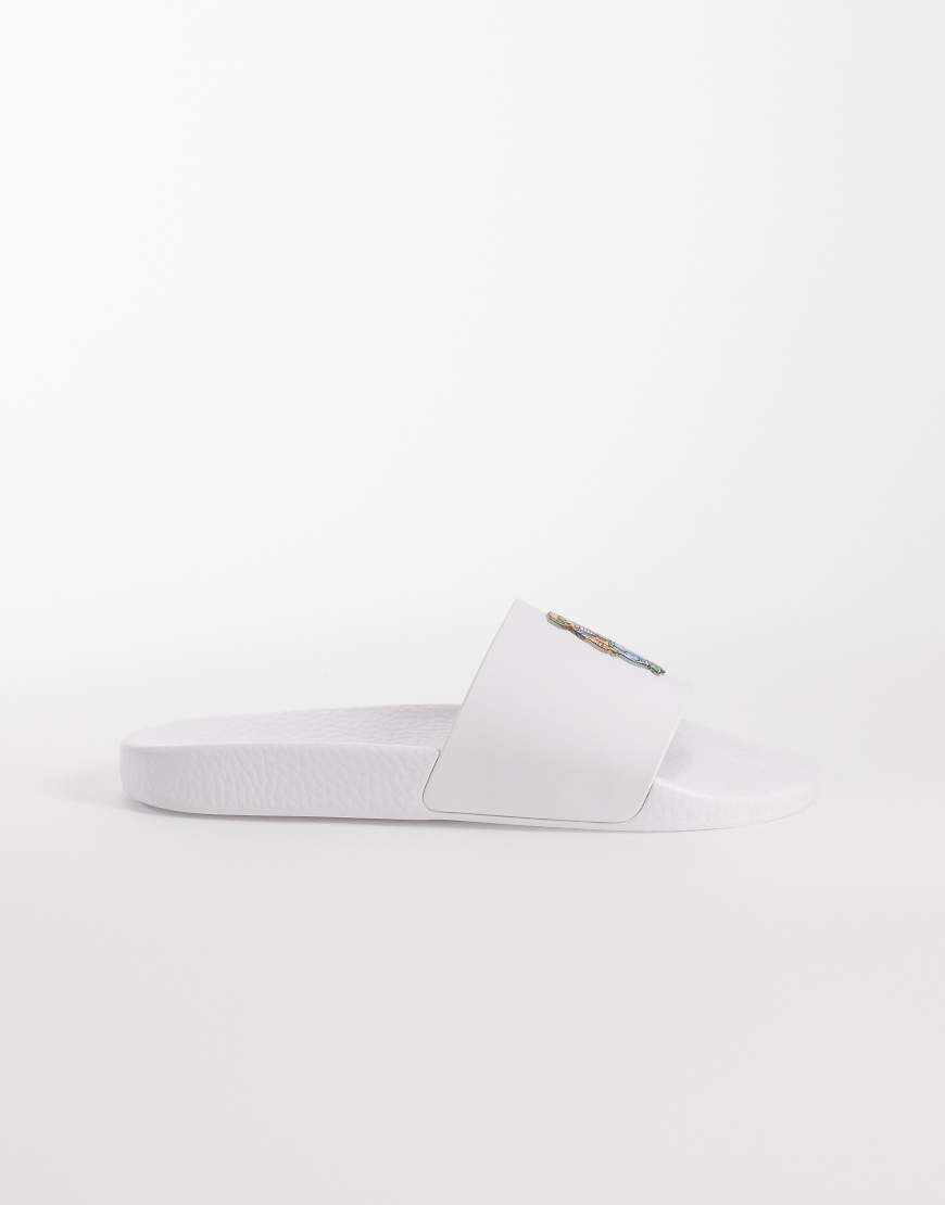 Polo Ralph Lauren - Weiße Slider mit Bären-Logo