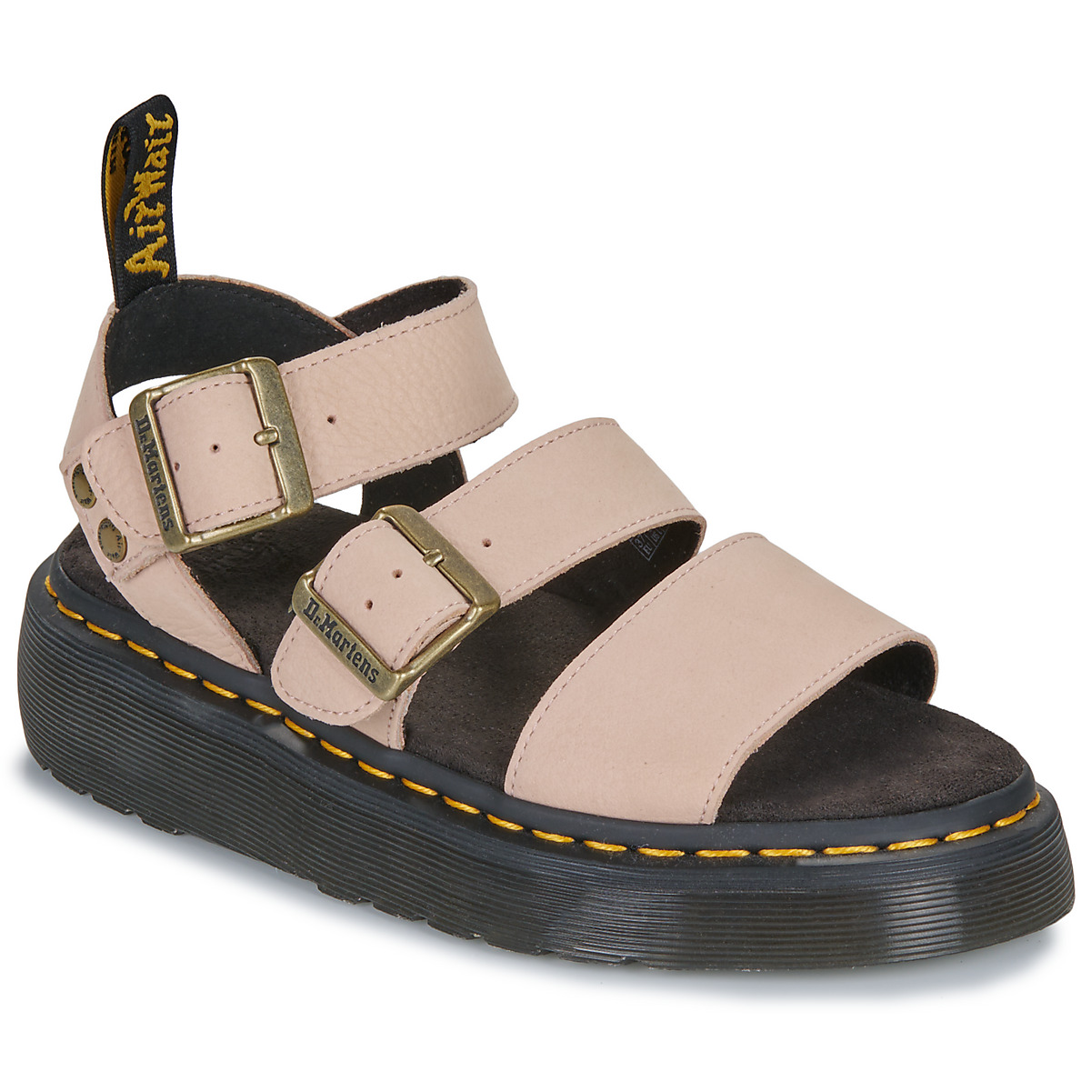 Sandalen met sleehak Dr. Martens Gryphon Quad Powder Pink Milled Nubuck