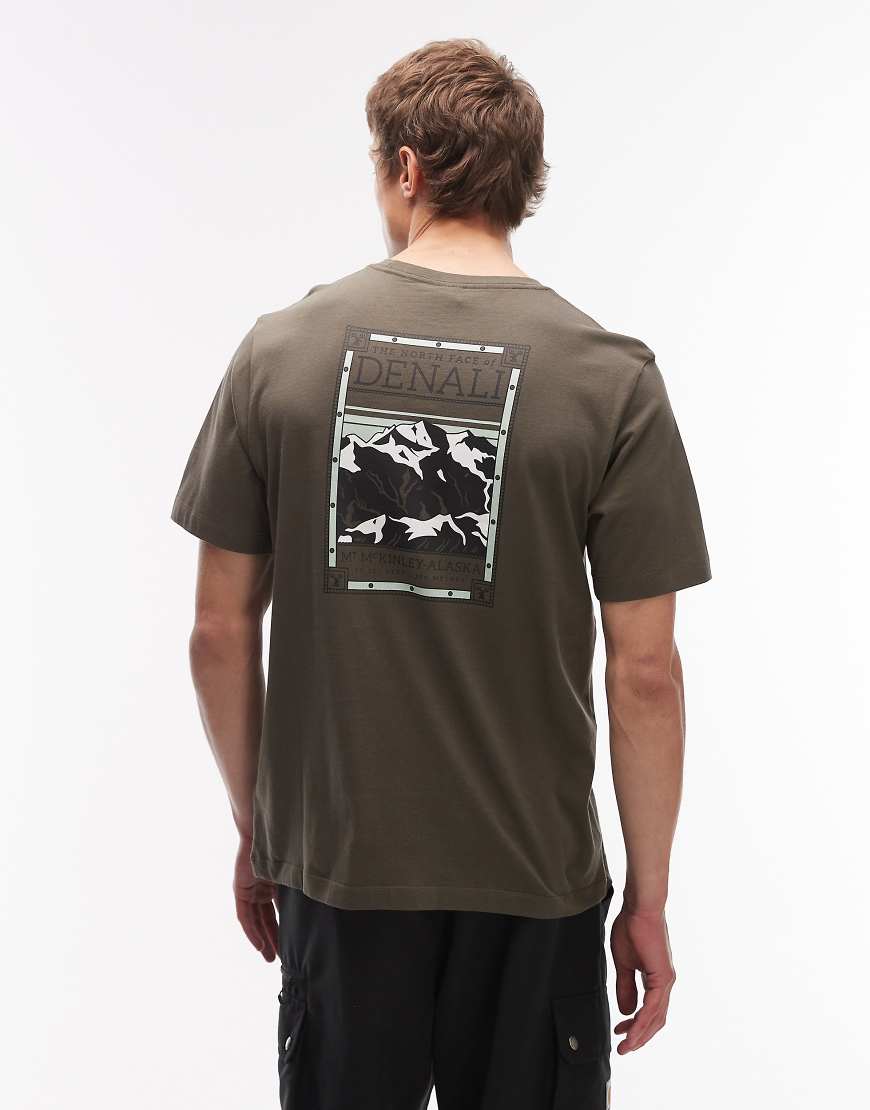 The North Face - Denali - T-Shirt in Grün mit Rückenprint