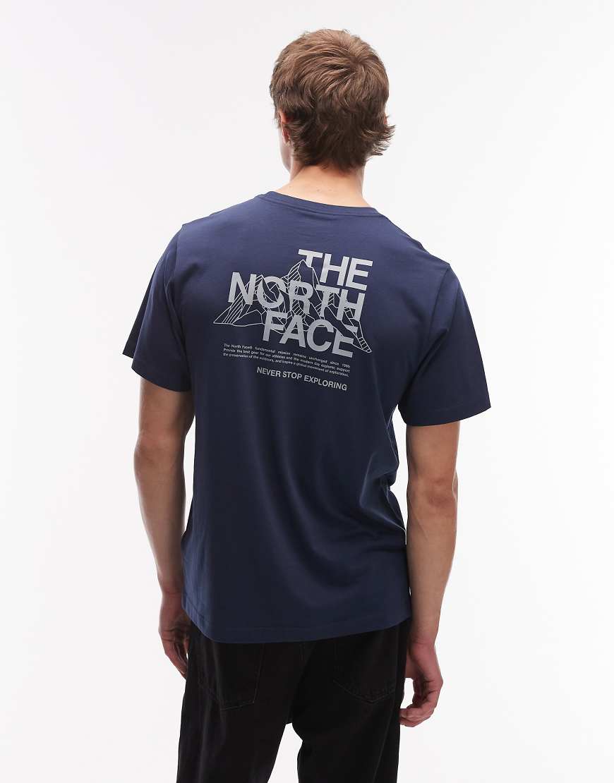 The North Face - Mountain Sketch - T-Shirt in Marineblau mit Rückenprint