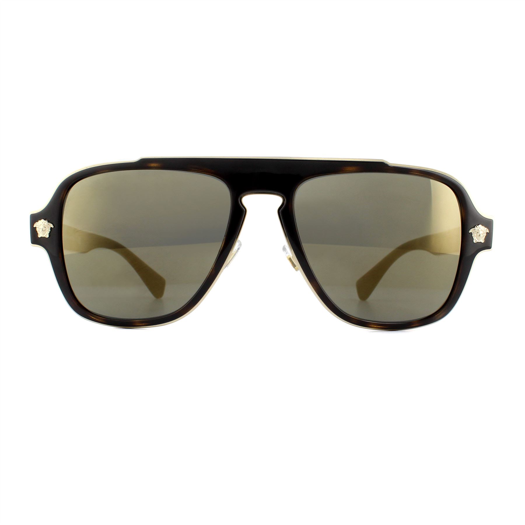 Versace Zonnebril VE2199 12524T Donker Havana Donker Grijs Mirror Goud