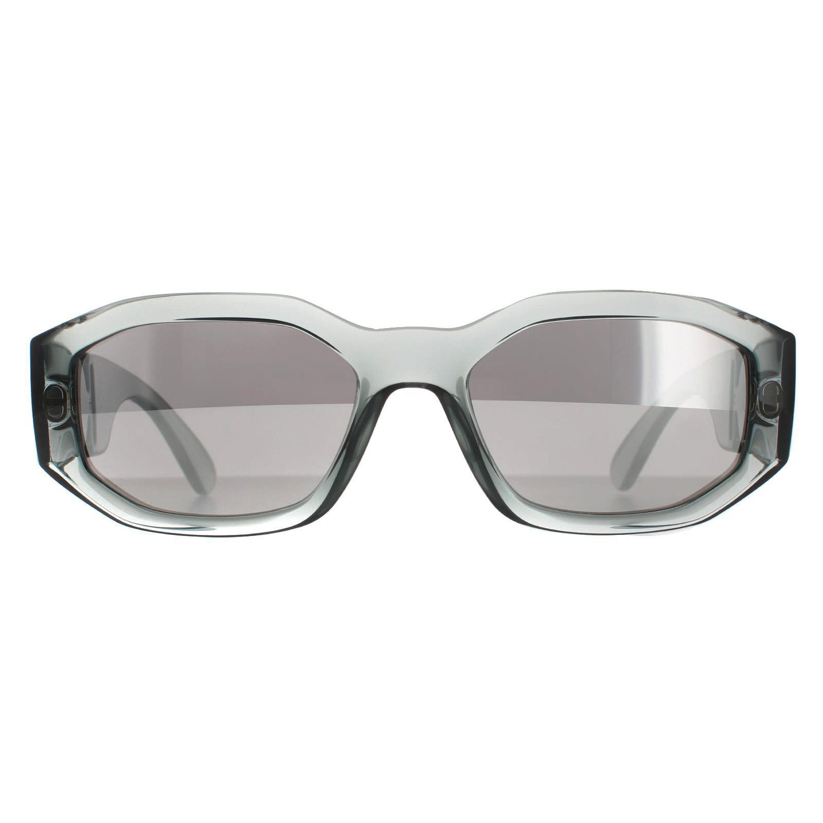 Versace rechthoek unisex transparant grijs licht grijs zilveren spiegel ve4361 zonnebril