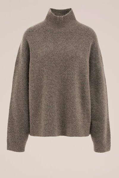 WE Fashion - Dames Premium fijngebreide trui - Regular fit - Bruin - Maat: XS