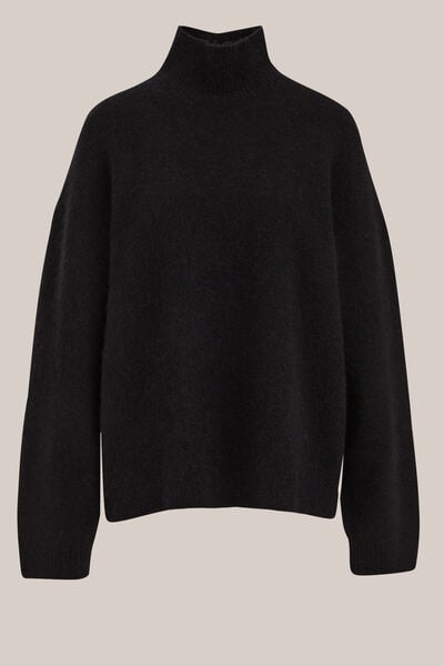 WE Fashion - Dames Premium fijngebreide trui - Regular fit - Zwart - Maat: S