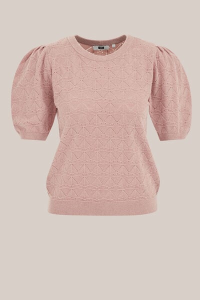 WE Fashion - Dames ajour trui - Regular fit - Rose - Maat: S