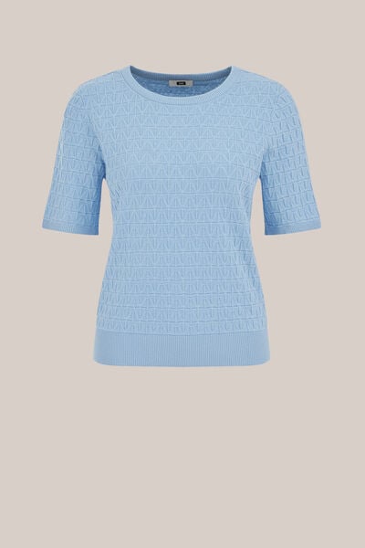 WE Fashion - Dames gebreide trui met structuur - Regular fit - Lichtblauw - Biologisch katoen - Maat: S