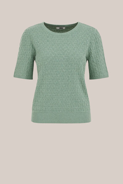 WE Fashion - Dames gebreide trui met structuur - Regular fit - Lichtgroen - Biologisch katoen - Maat: XS
