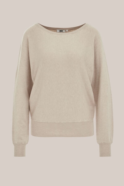 WE Fashion - Dames trui met boothals - Regular fit - Beige - Viscose - Maat: XS