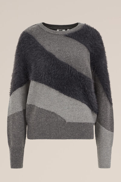 WE Fashion - Dames trui met structuur - Regular fit - Grijs - Maat: XS