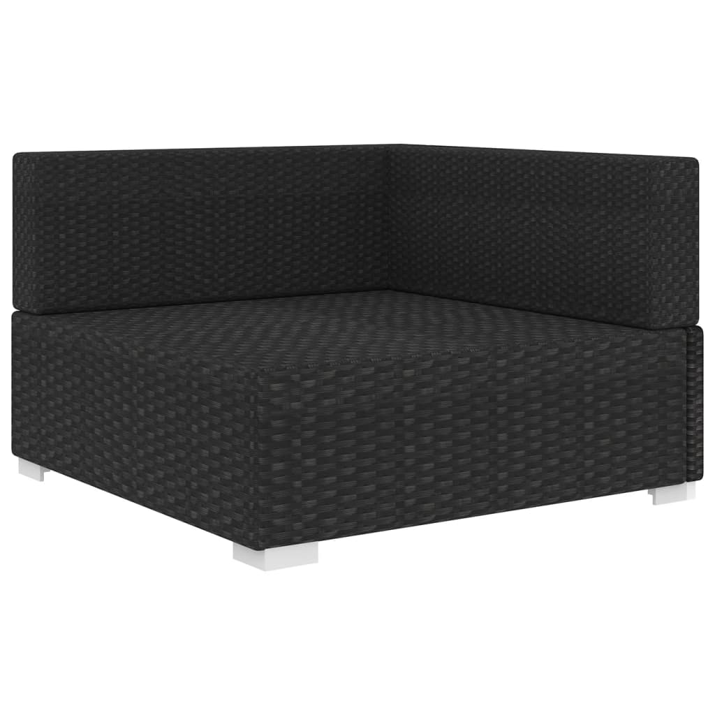 vidaXL Hoekbank 1 st met kussens poly rattan zwart