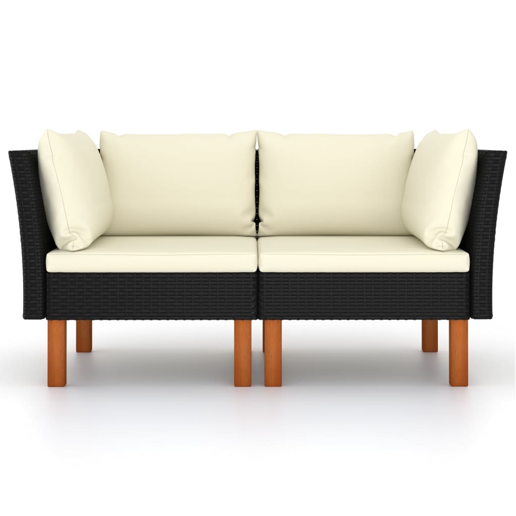 vidaXL Hoekbanken 2 st poly rattan en massief eucalyptushout