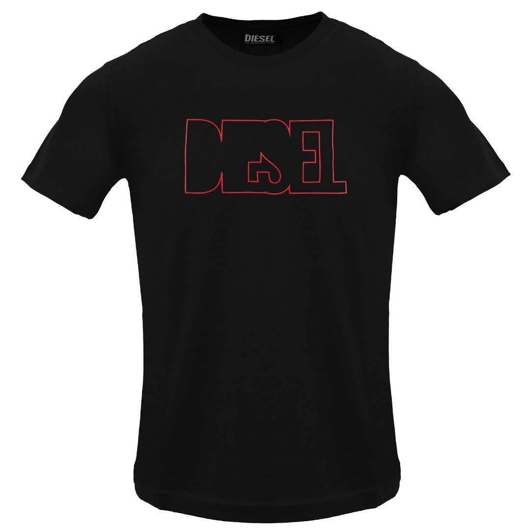 Diesel Outlined Logo Zwart Kaviaar T-shirt