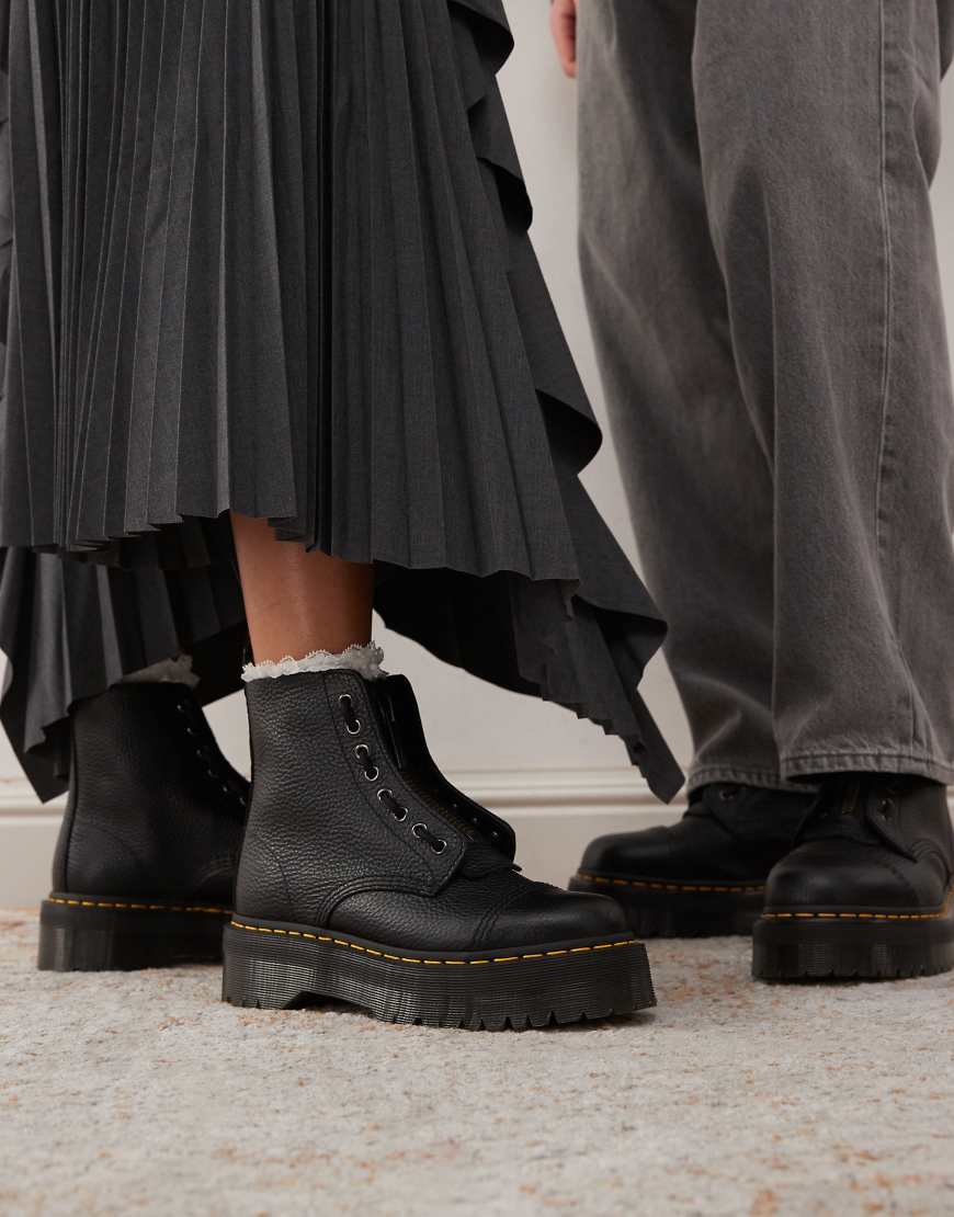 Dr Martens - Sinclair - Unisex-Stiefel aus gefrästem Nappaleder mit Plateausohle-Schwarz
