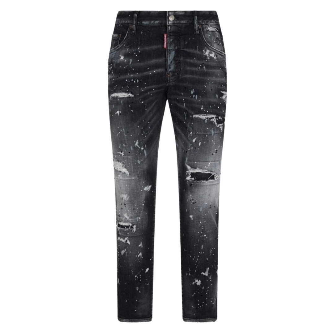 Dsquared2 Skater Jean Paint Splatter Jeans met zwarte wassing