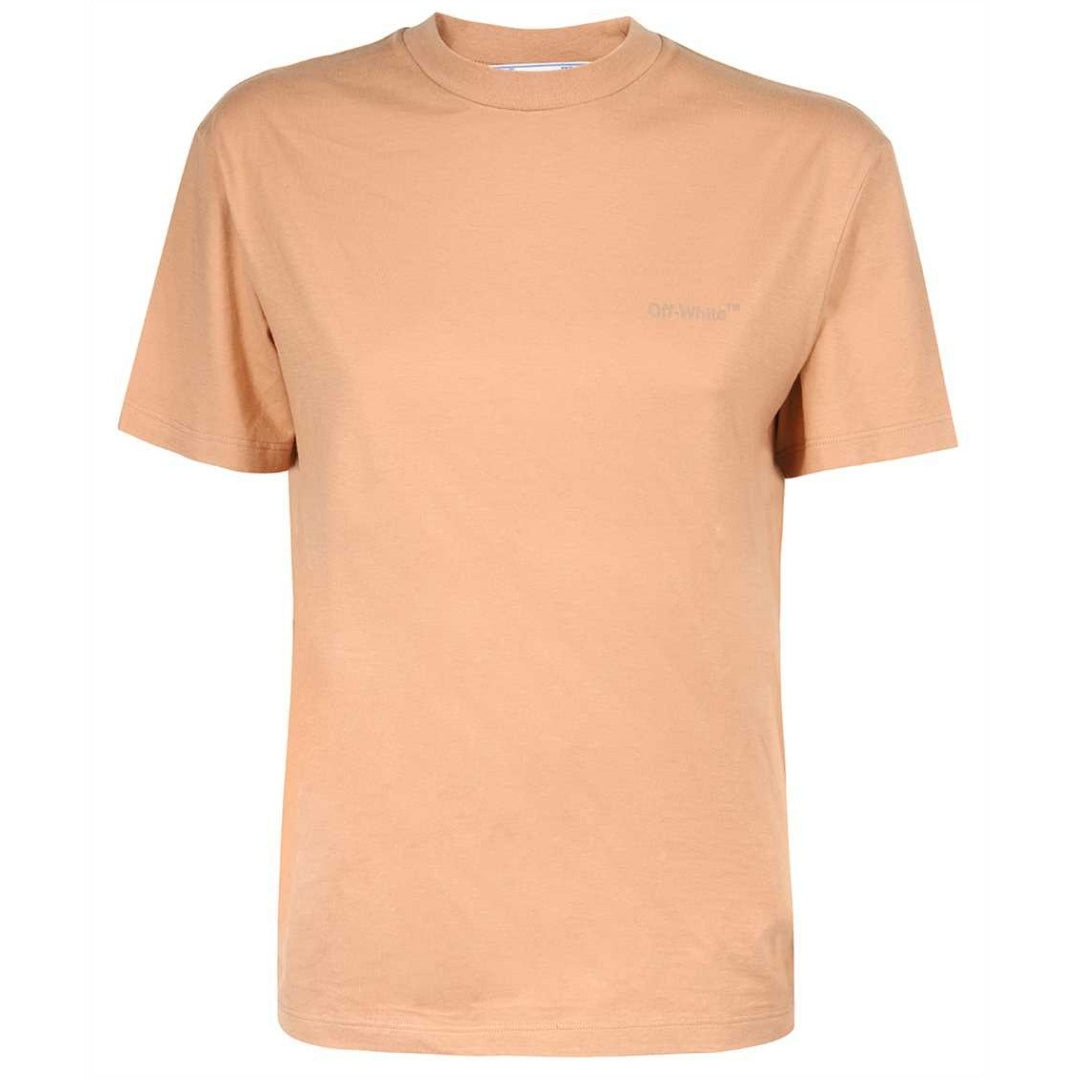 Gebroken wit Diag bruin T-shirt met normale pasvorm