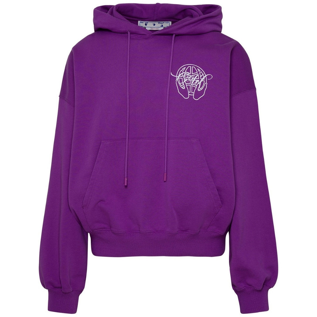 Gebroken wit handpijlontwerp Boxy Fit paarse oversized hoodie