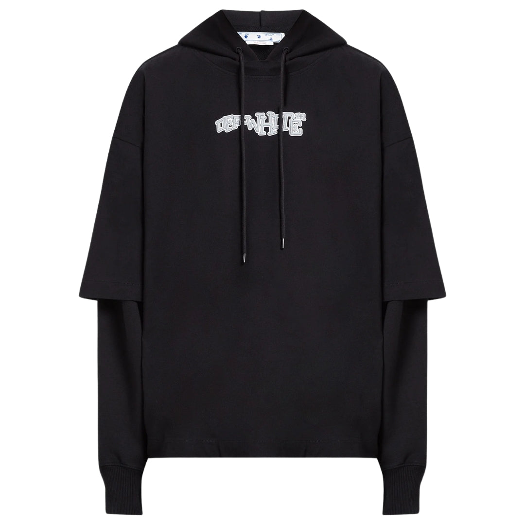 Gebroken witte Carlos Type Double Tee zwarte hoodie