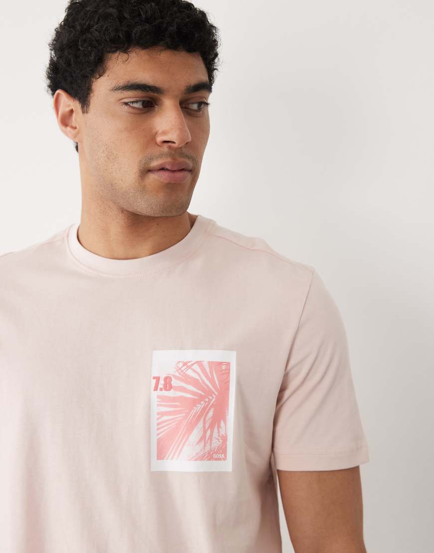 HUGO BOSS - Regular-Fit-T-Shirt in Rosa mit Print