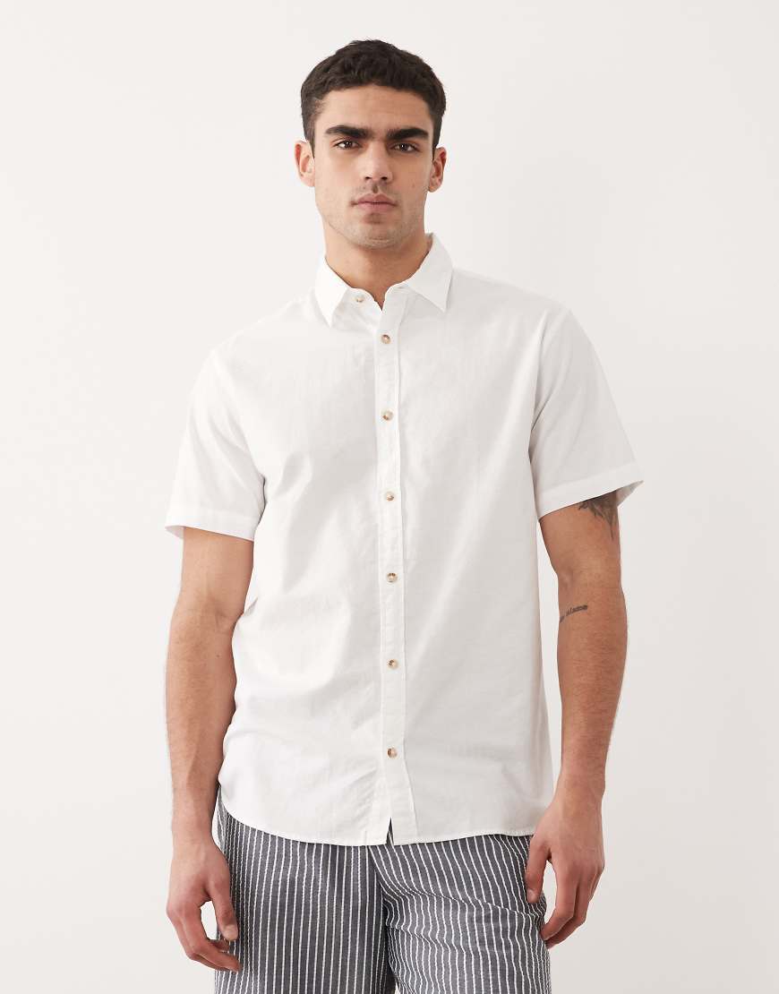 Jack & Jones - Kurzärmliges Oxford-Hemd in Weiß