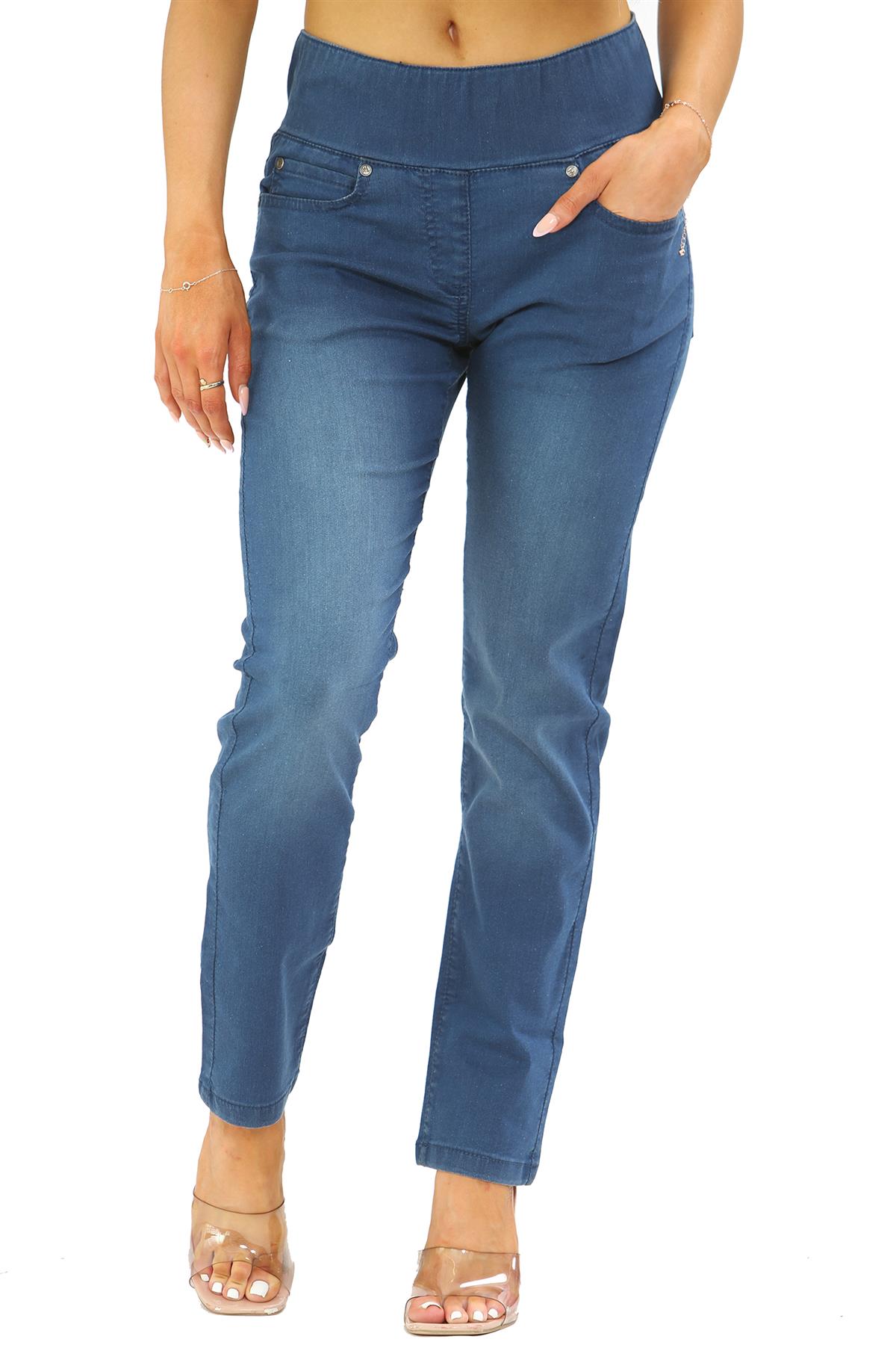 Jeans voor dames met elastische taille en buikcontrole in blauw