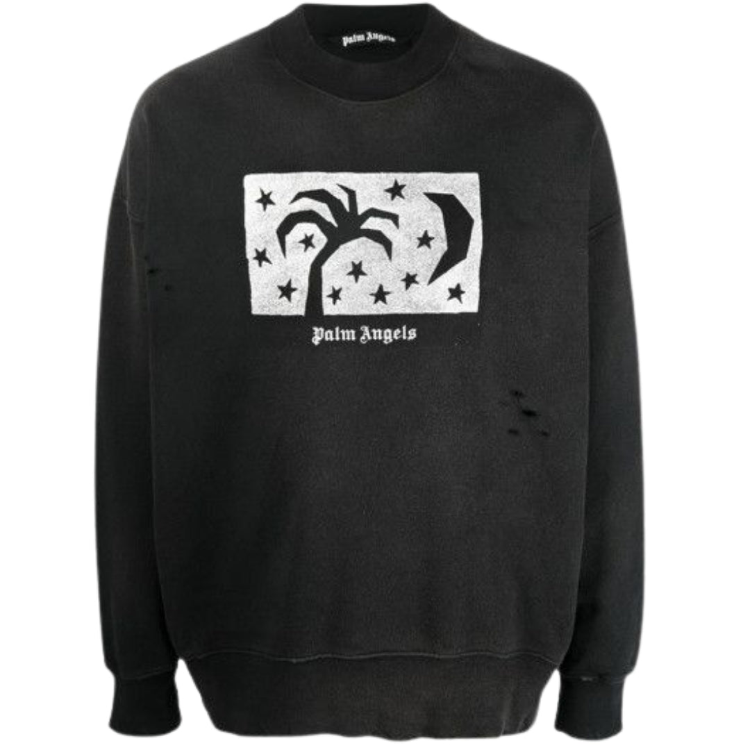 Palm Angels Nightsky Design zwart sweatshirt