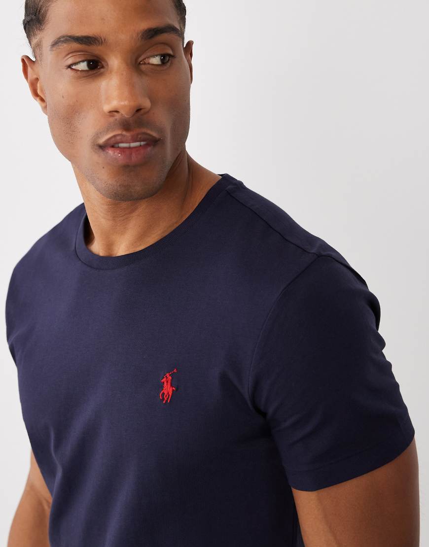 Polo Ralph Lauren - Schmal geschnittenes T-Shirt in Marineblau mit Rundhalsausschnitt