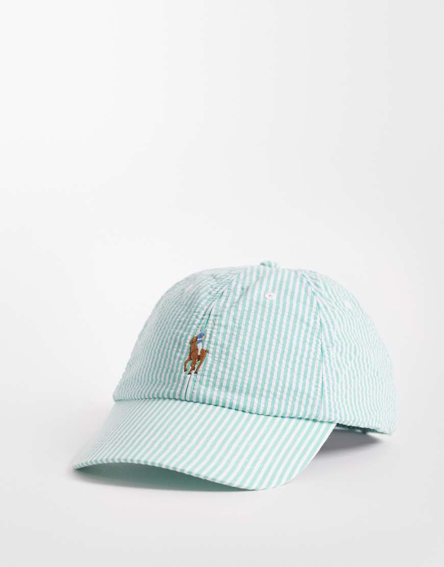 Polo Ralph Lauren - Seersucker-Baseballkappe in Grün mit Markenlogo