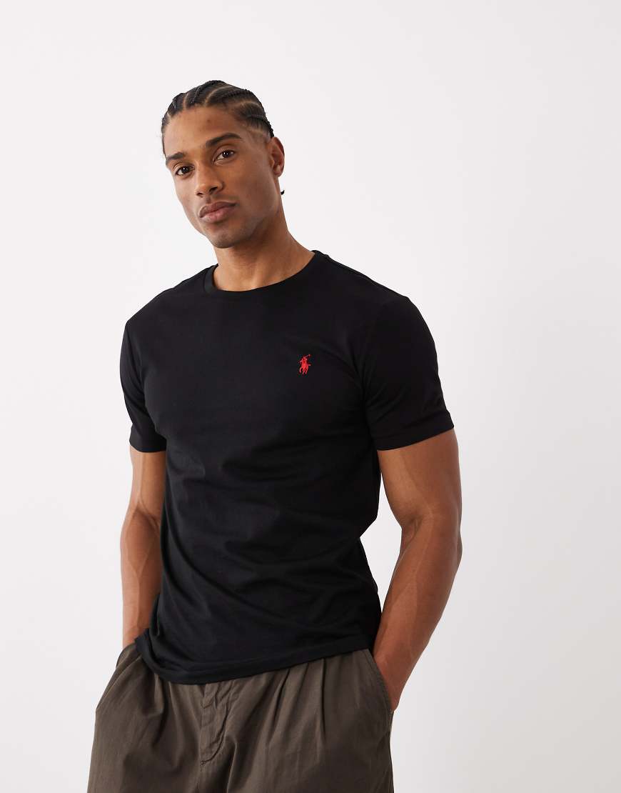Polo Ralph Lauren - T-Shirt in Schwarz mit schmalem Schnitt und Markenlogo