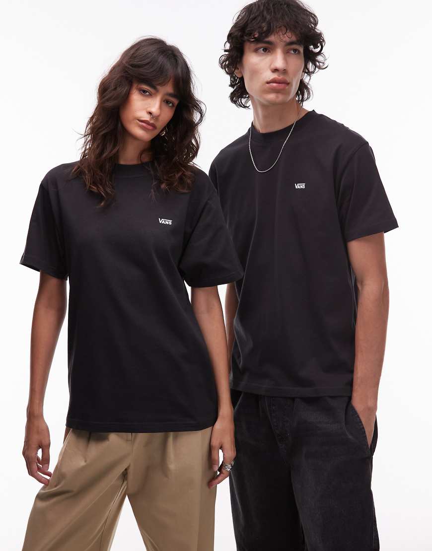 Vans - Normal geschnittenes T-Shirt in Schwarz mit Logo auf der linken Brust