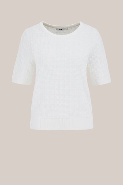 WE Fashion - Dames gebreide trui met structuur - Regular fit - Gebroken wit - Biologisch katoen - Maat: XS