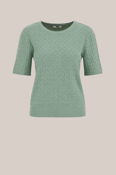 WE Fashion - Dames gebreide trui met structuur - Regular fit - Lichtgroen - Biologisch katoen - Maat: M