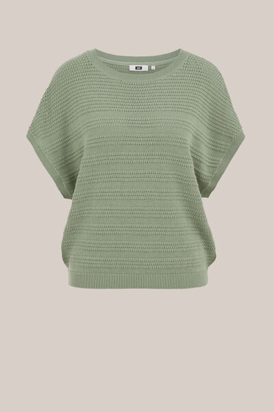 WE Fashion - Dames trui met structuur - Regular fit - Lichtgroen - Biologisch katoen - Maat: XS