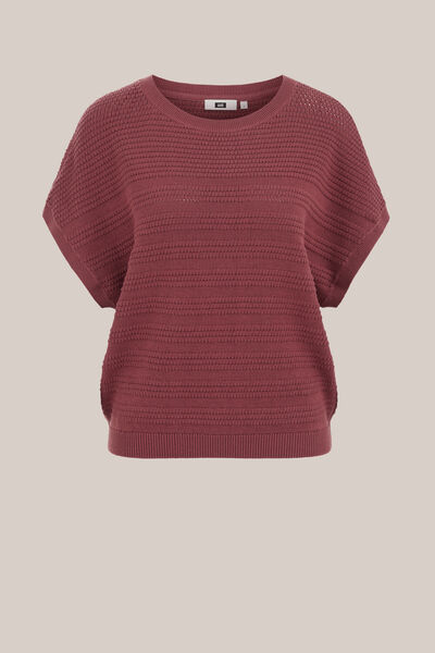 WE Fashion - Dames trui met structuur - Regular fit - Oudroze - Biologisch katoen - Maat: XS